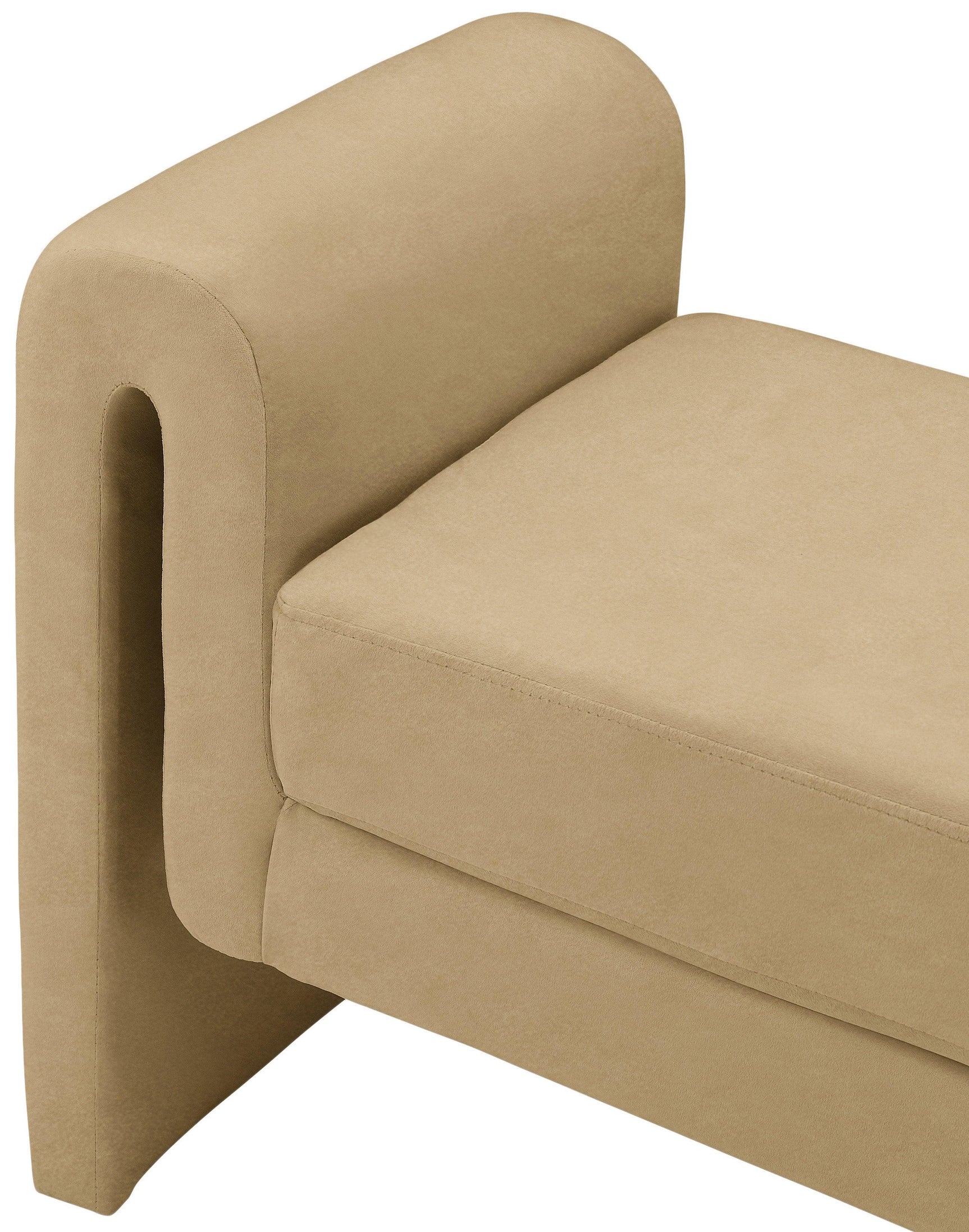 Sloan Camel Velvet 31.5" Bench - Ella Furniture