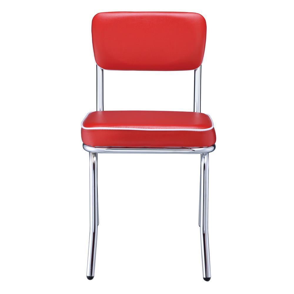 Retro Open Back Side Chairs Red And Chrome (Set Of 2) - Ella Furniture