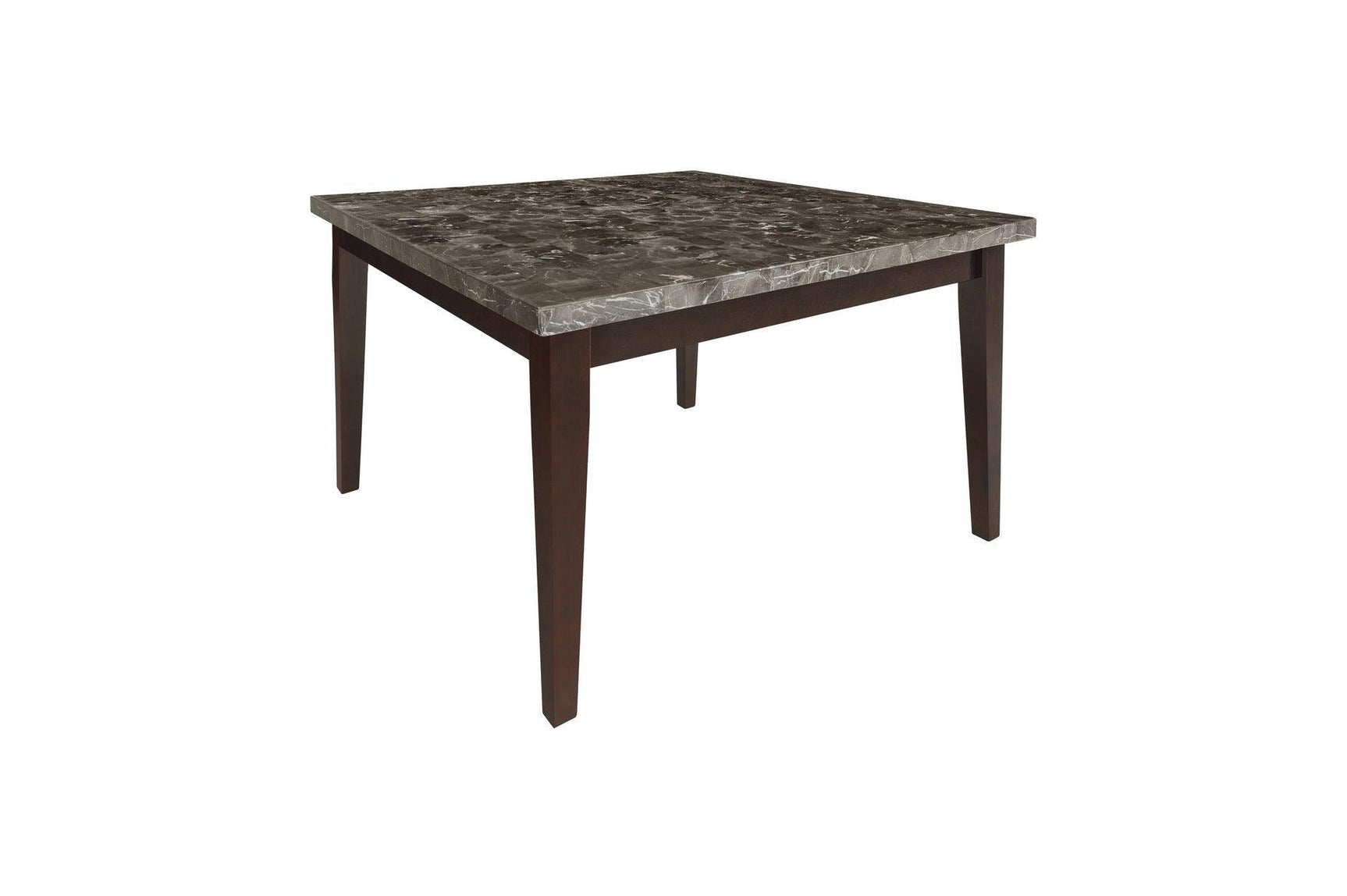 Decatur Dark Brown Wood Faux Leather Upholstered Tufted Faux Marble Rectangular Dining Room Set - Ella Furniture
