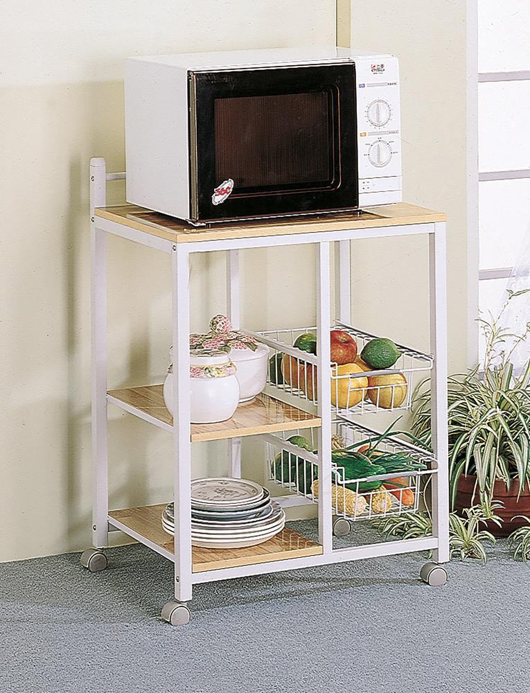 Kelvin 2-Shelf Kitchen Cart Natural Brown And White - Ella Furniture
