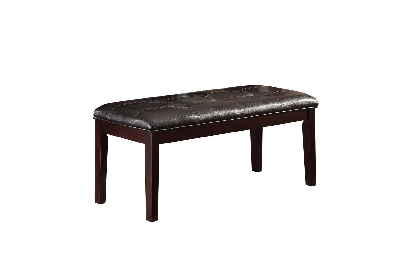Teague Espresso Faux Leather Upholstered Tufted Seat Faux Marble Top Rectangular Dining Room Set - Ella Furniture
