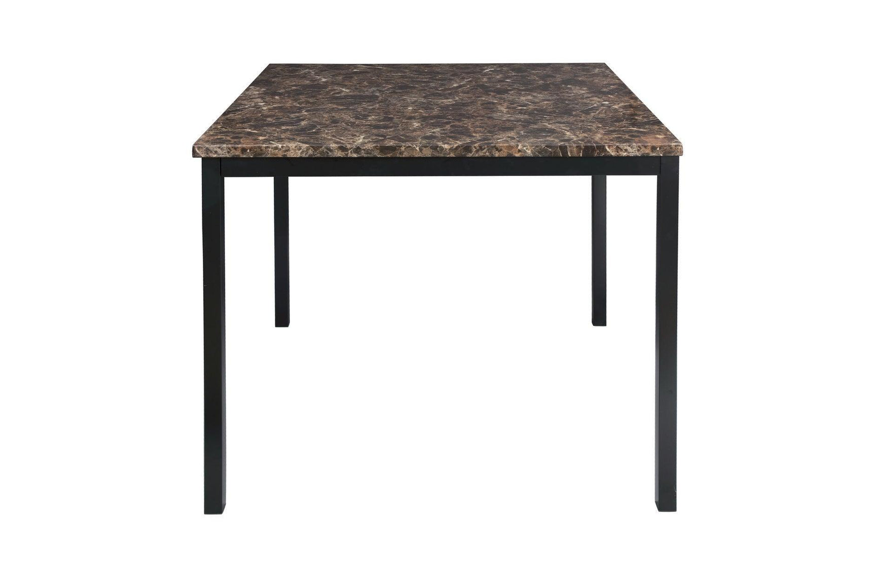 Tempe Brown Solid Wood Leather Seat Faux Marble Top Counter Height Rectangular Dining Room Set - Ella Furniture