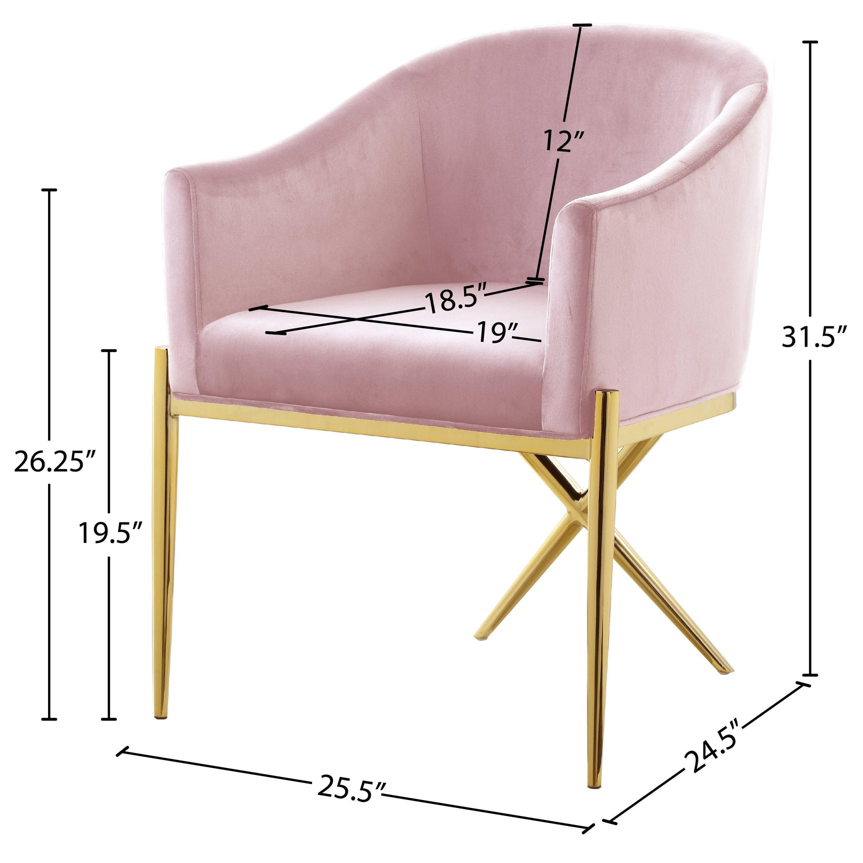Xavier Pink Velvet Dining Chair - Ella Furniture