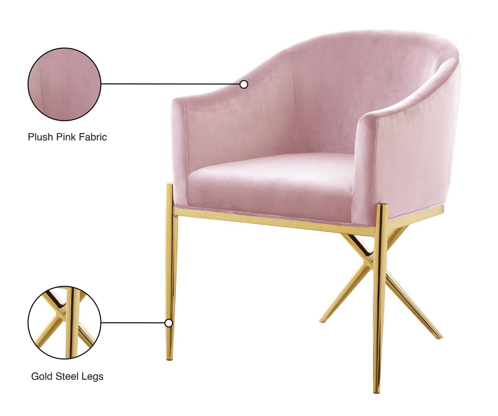 Xavier Pink Velvet Dining Chair - Ella Furniture