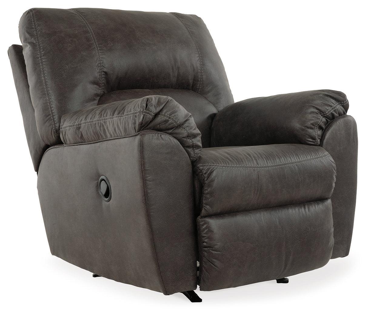 Tambo Pewter Faux Leather Recliner Chair side view
