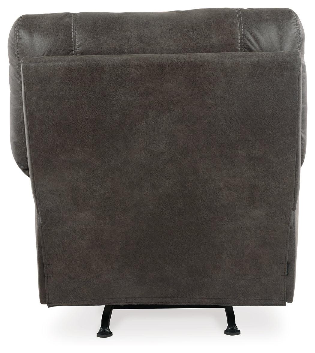 Tambo Pewter Faux Leather Recliner Chair back view