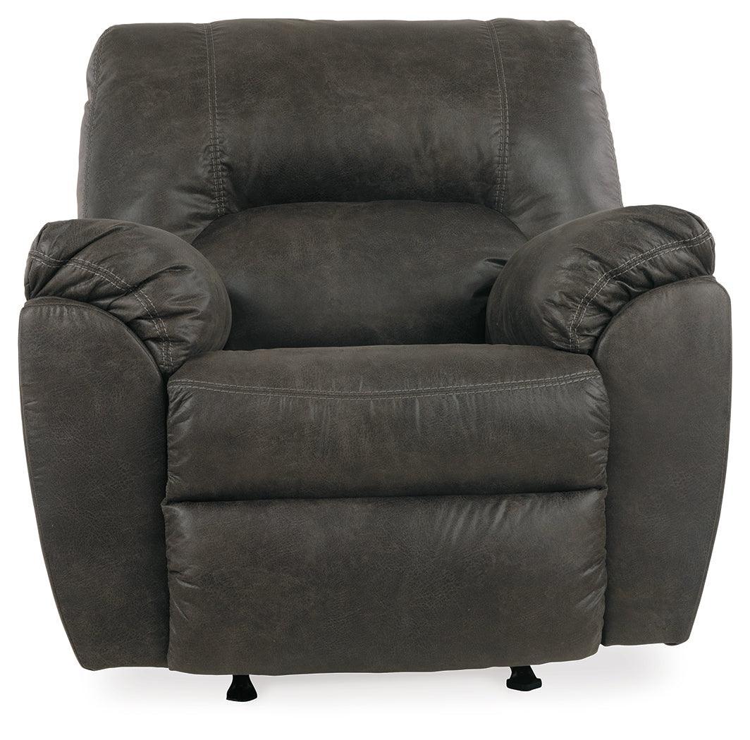 Tambo Pewter Faux Leather Recliner Chair front angle