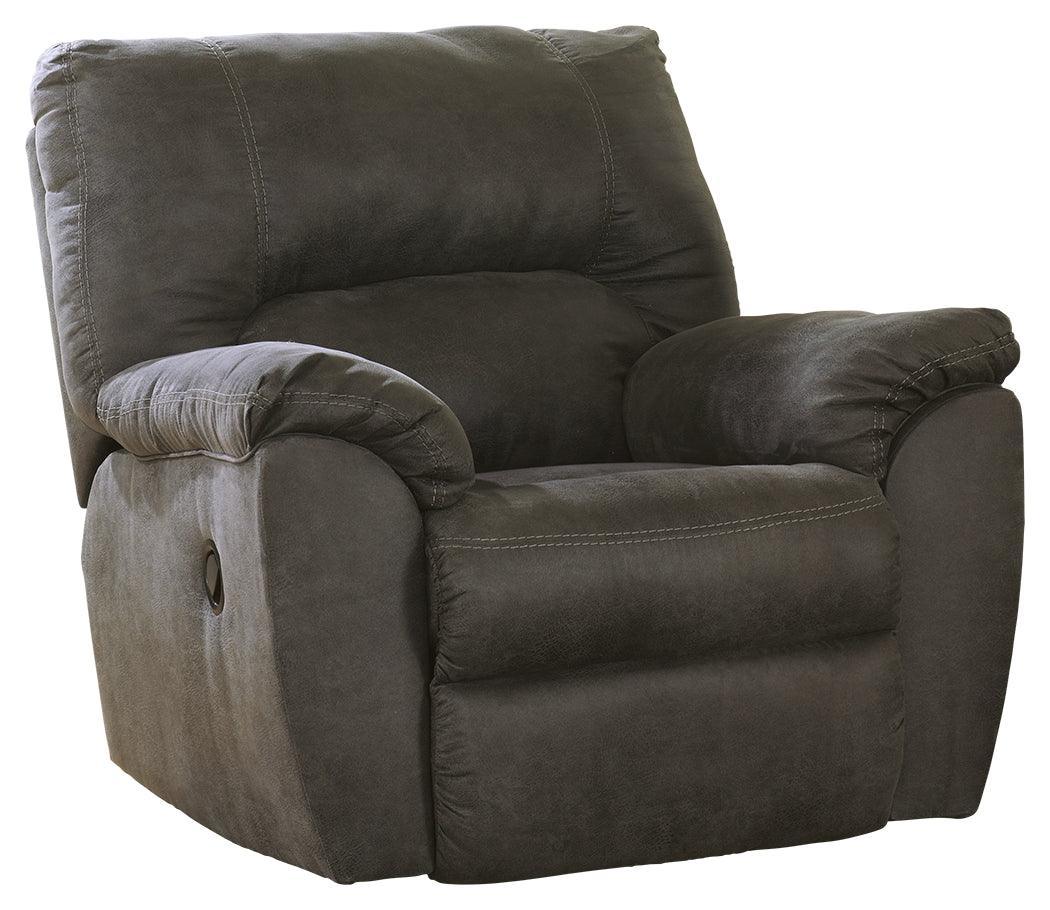 Tambo Pewter Faux Leather Recliner Chair seat cushion close-up