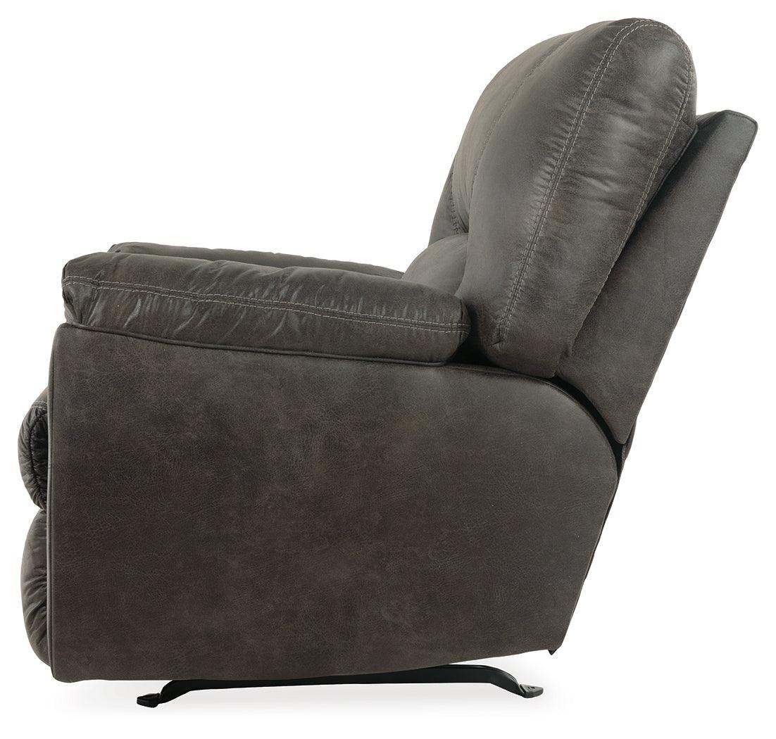 Tambo Pewter Faux Leather Recliner Chair side open recline