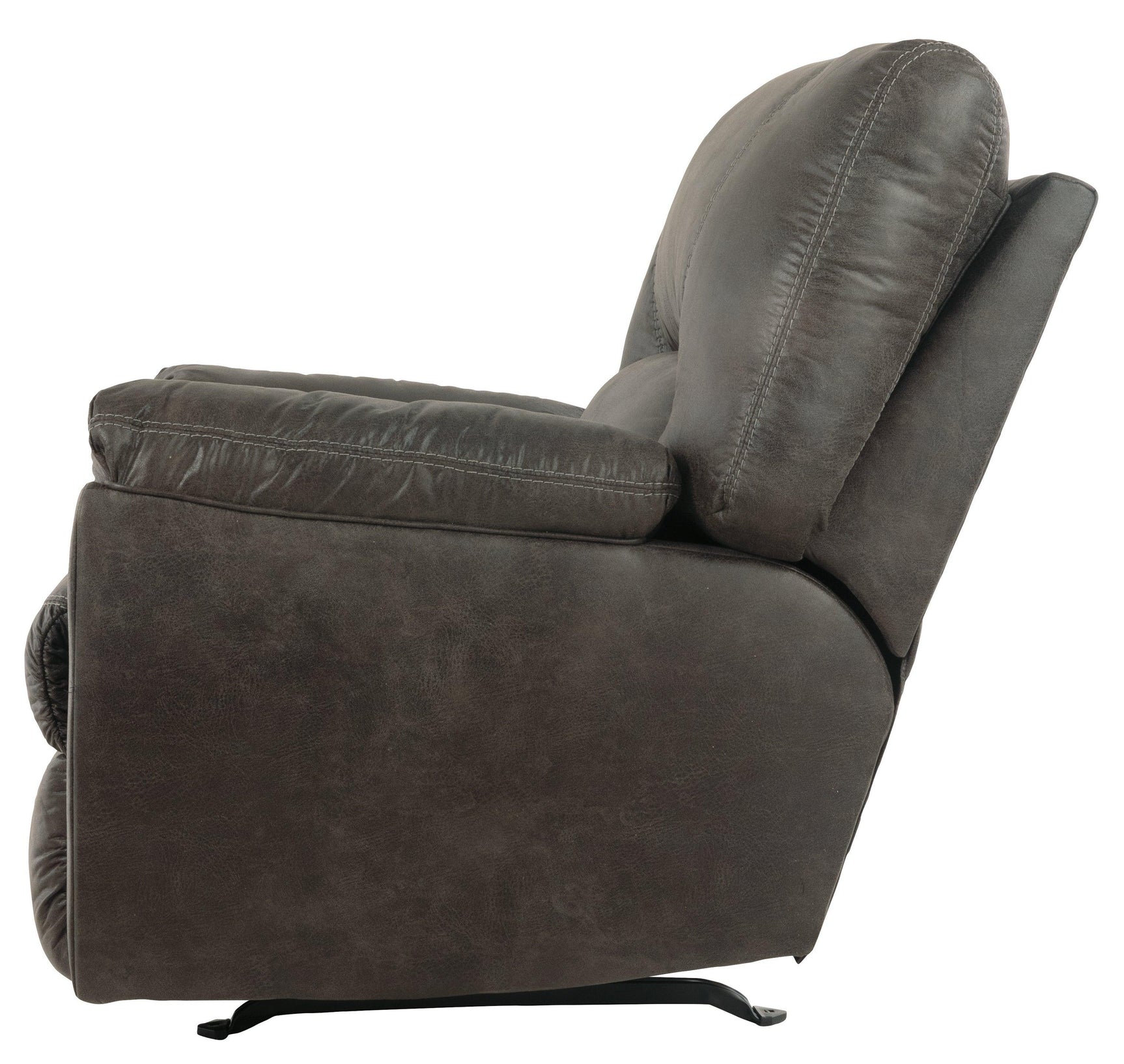 Tambo Pewter Faux Leather Recliner Chair reclined side view