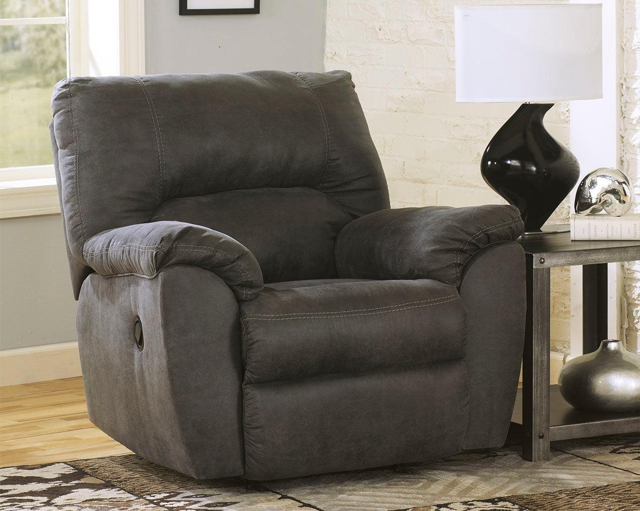 Tambo Pewter Faux Leather Recliner Chair close-up of upholstery