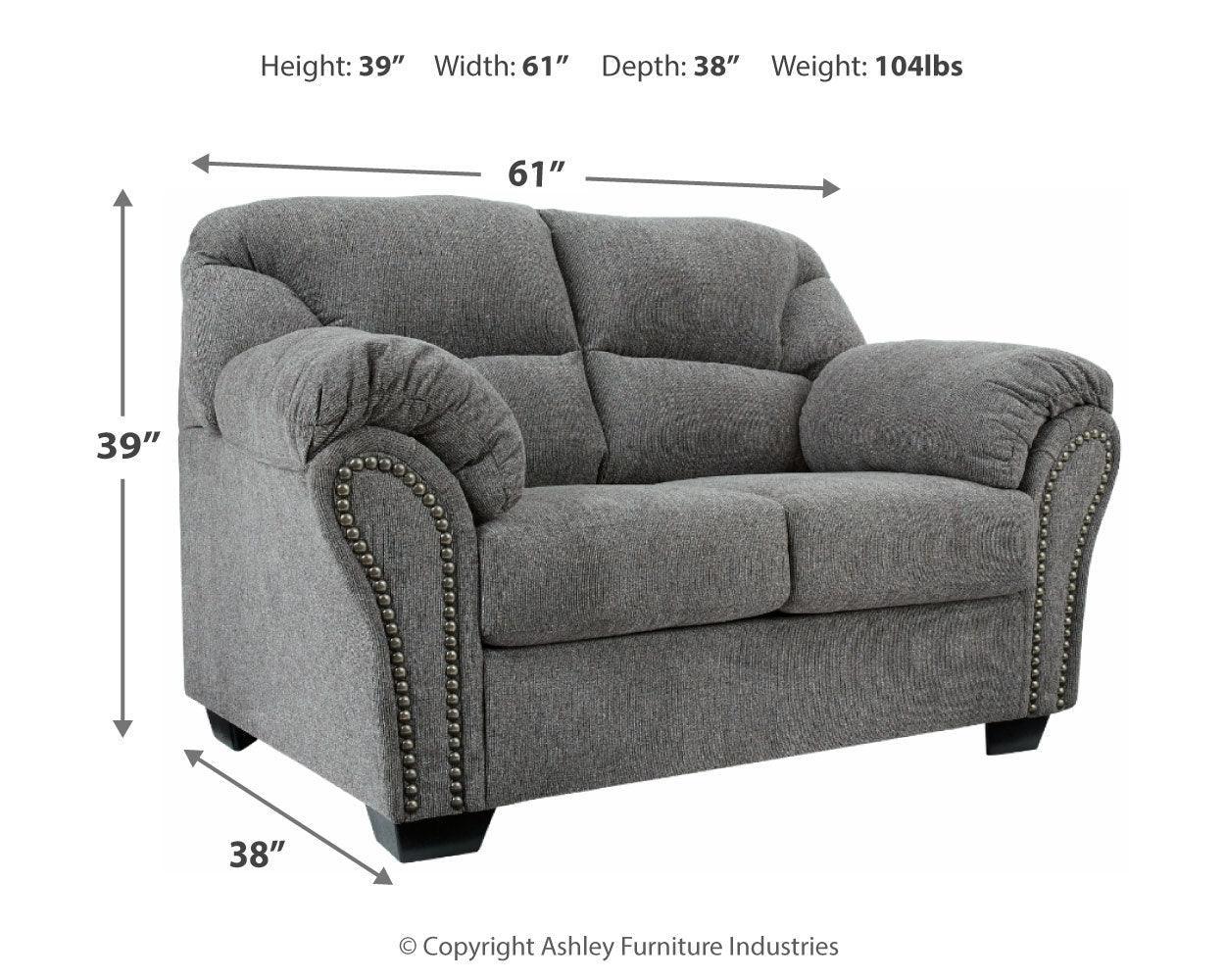 Allmaxx Pewter Chenille Loveseat - Ella Furniture
