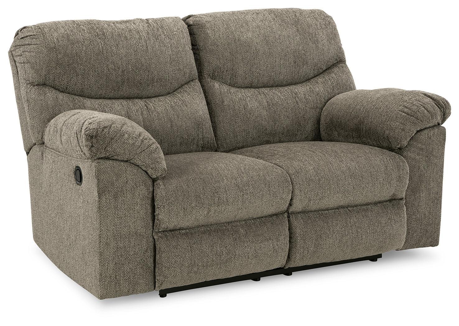 Alphons Putty Reclining Loveseat - Ella Furniture