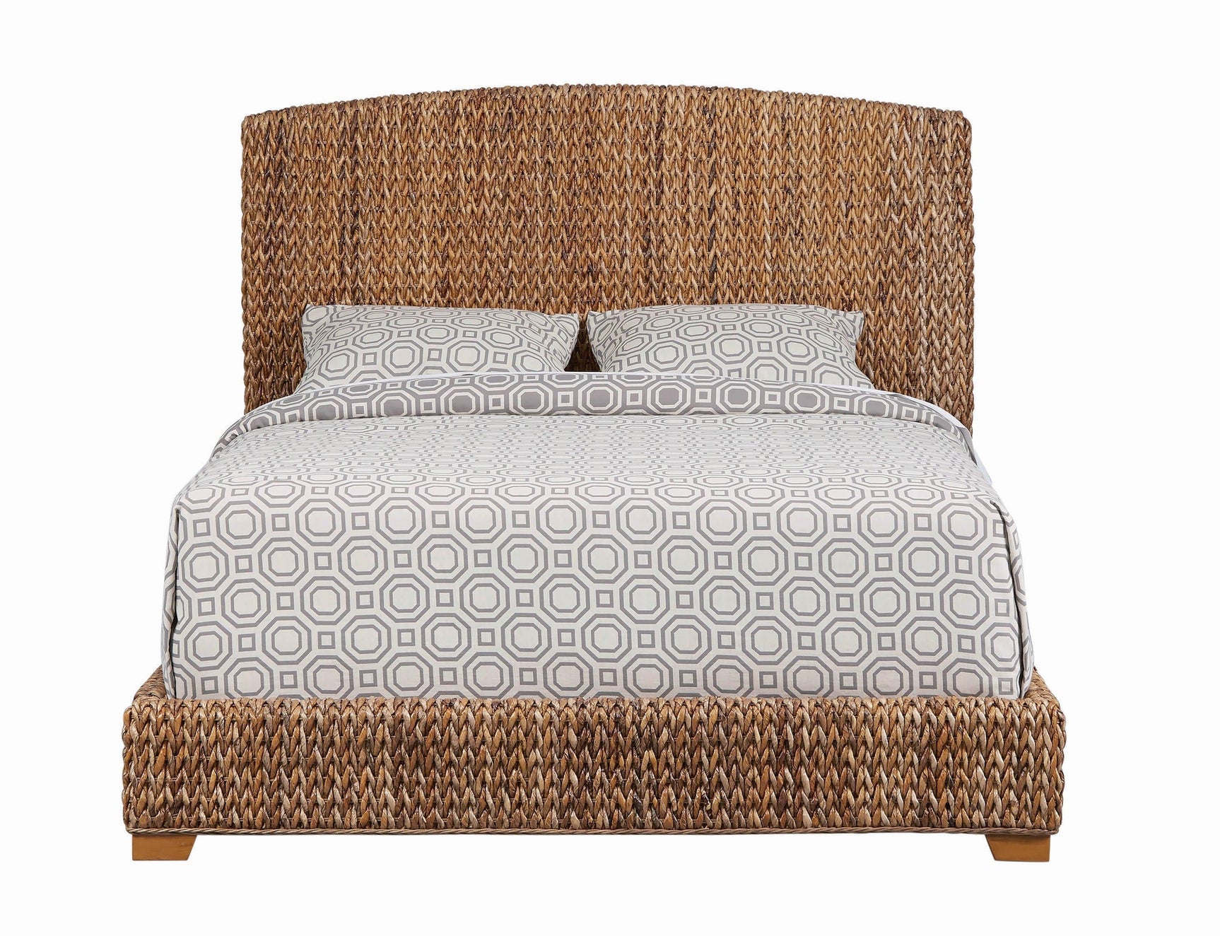 Laughton Queen Hand-woven Banana Leaf Bed Amber - Ella Furniture