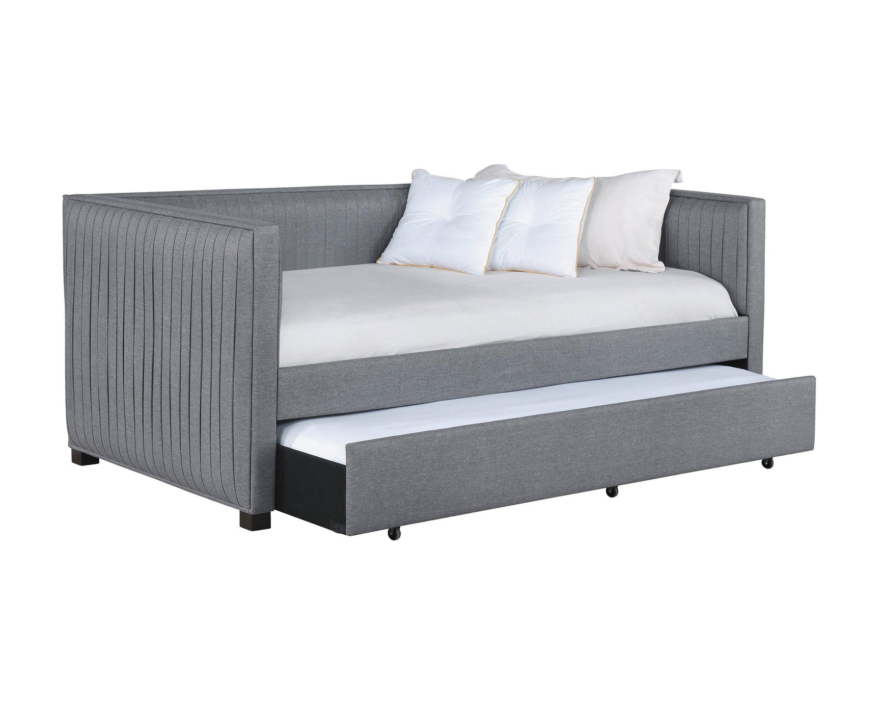 Brodie Upholstered Twin Daybed With Trundle Grey - Ella Furniture