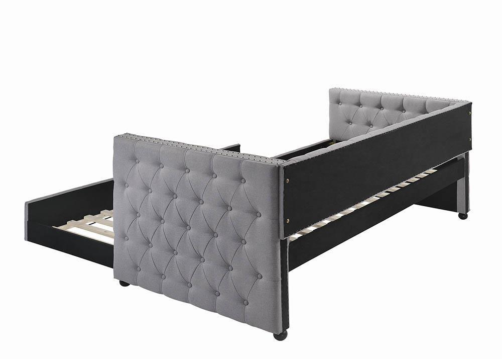 Mockern Tufted Upholstered Daybed With Trundle Grey - Ella Furniture