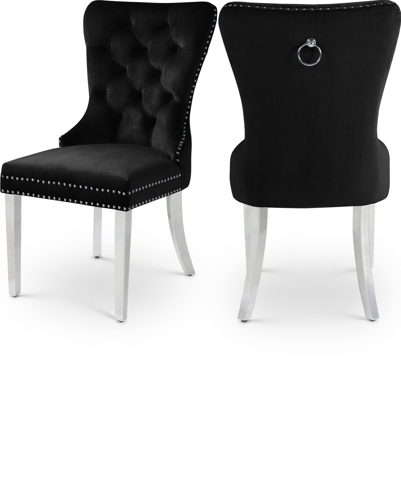 Carmen Black Velvet Dining Chair - Ella Furniture