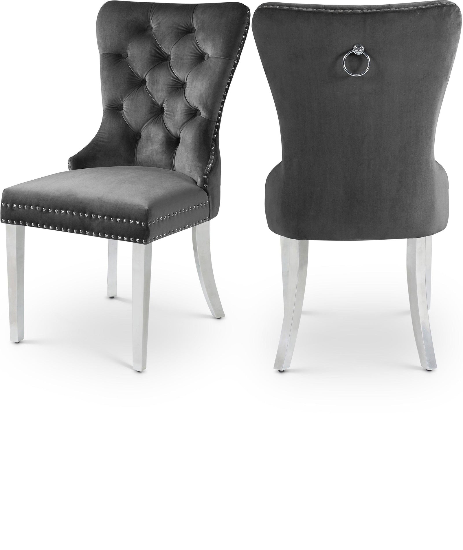 Carmen Grey Velvet Dining Chair - Ella Furniture