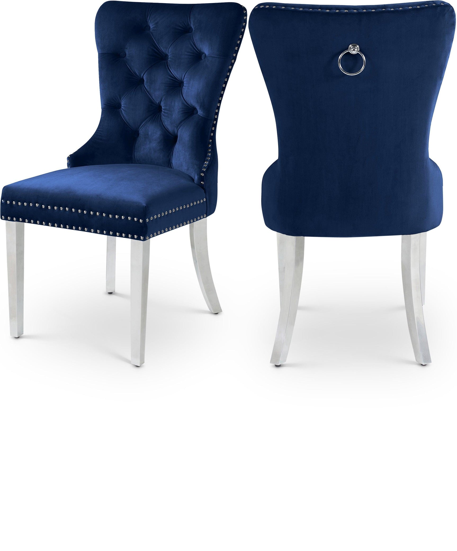 Carmen Blue Velvet Dining Chair - Ella Furniture