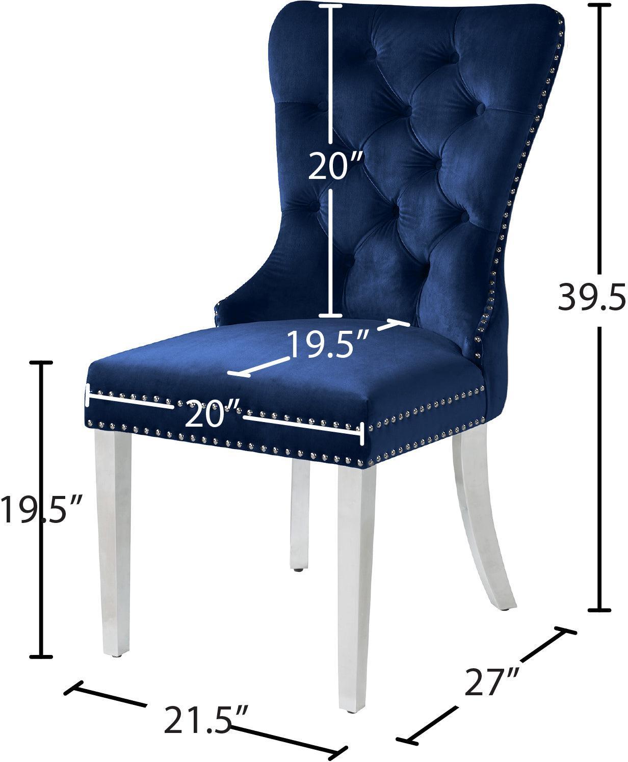 Carmen Blue Velvet Dining Chair - Ella Furniture