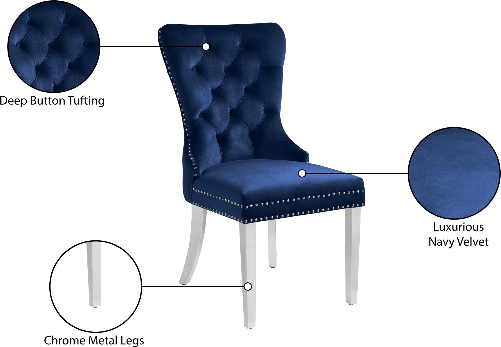 Carmen Blue Velvet Dining Chair - Ella Furniture