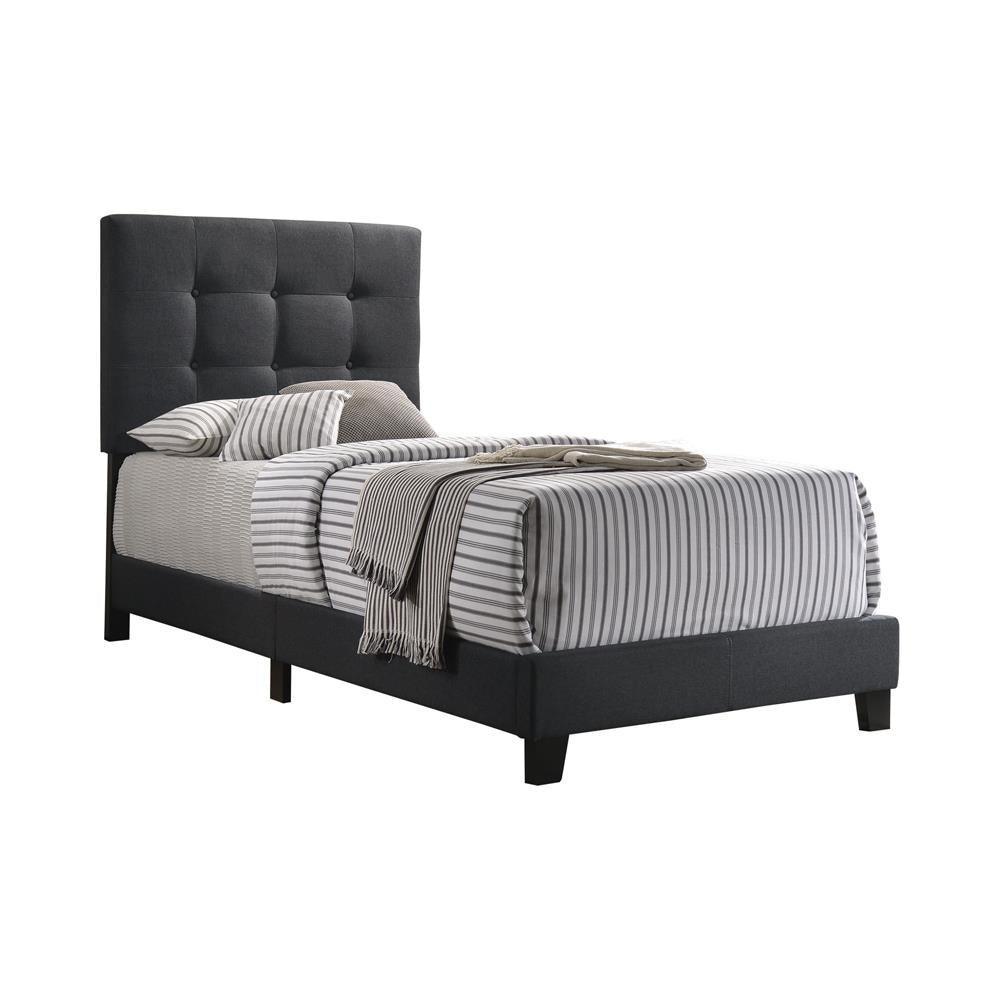 Mapes Tufted Upholstered Twin Bed Charcoal - Ella Furniture