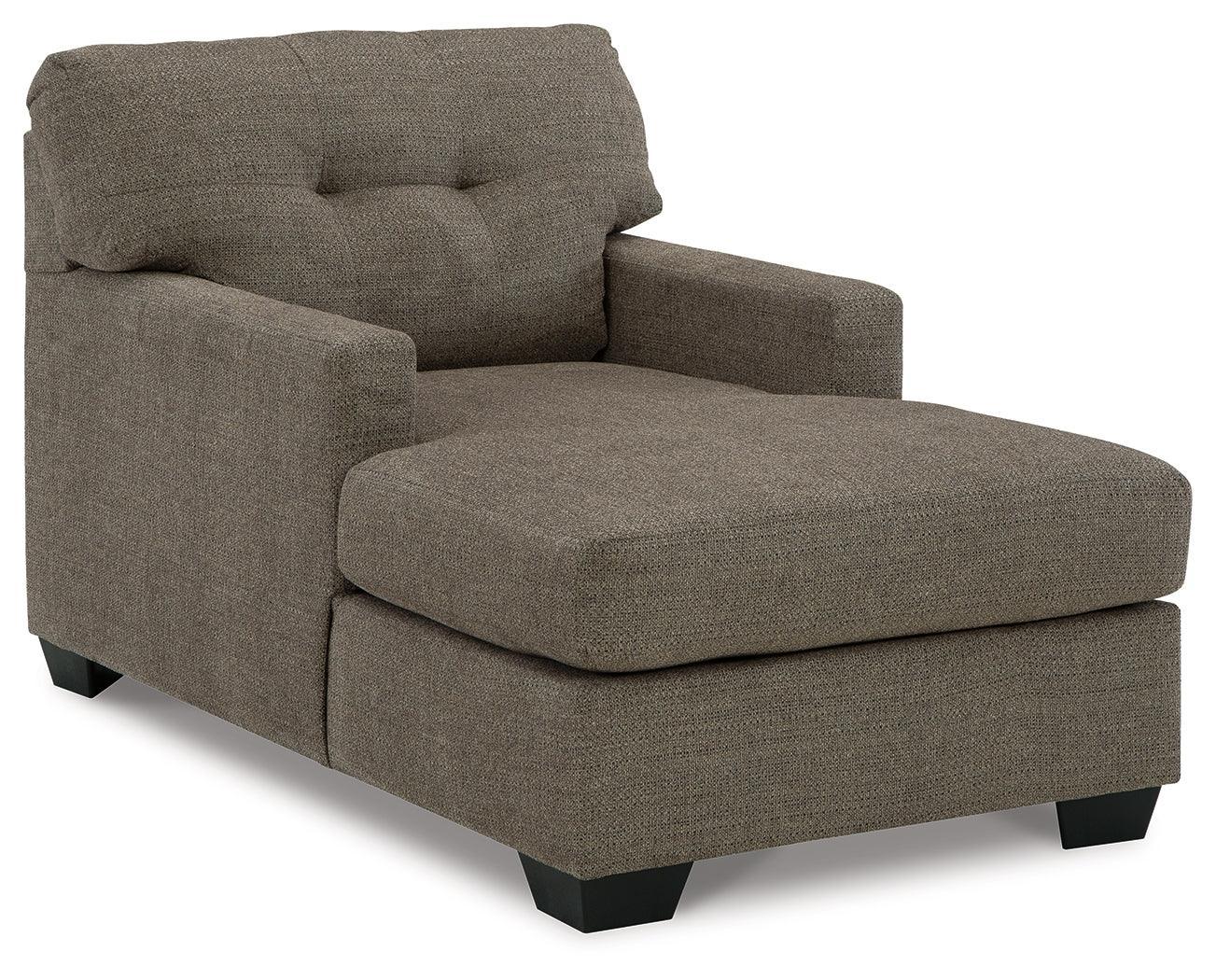 Mahoney Chocolate Chenille Chaise - Ella Furniture
