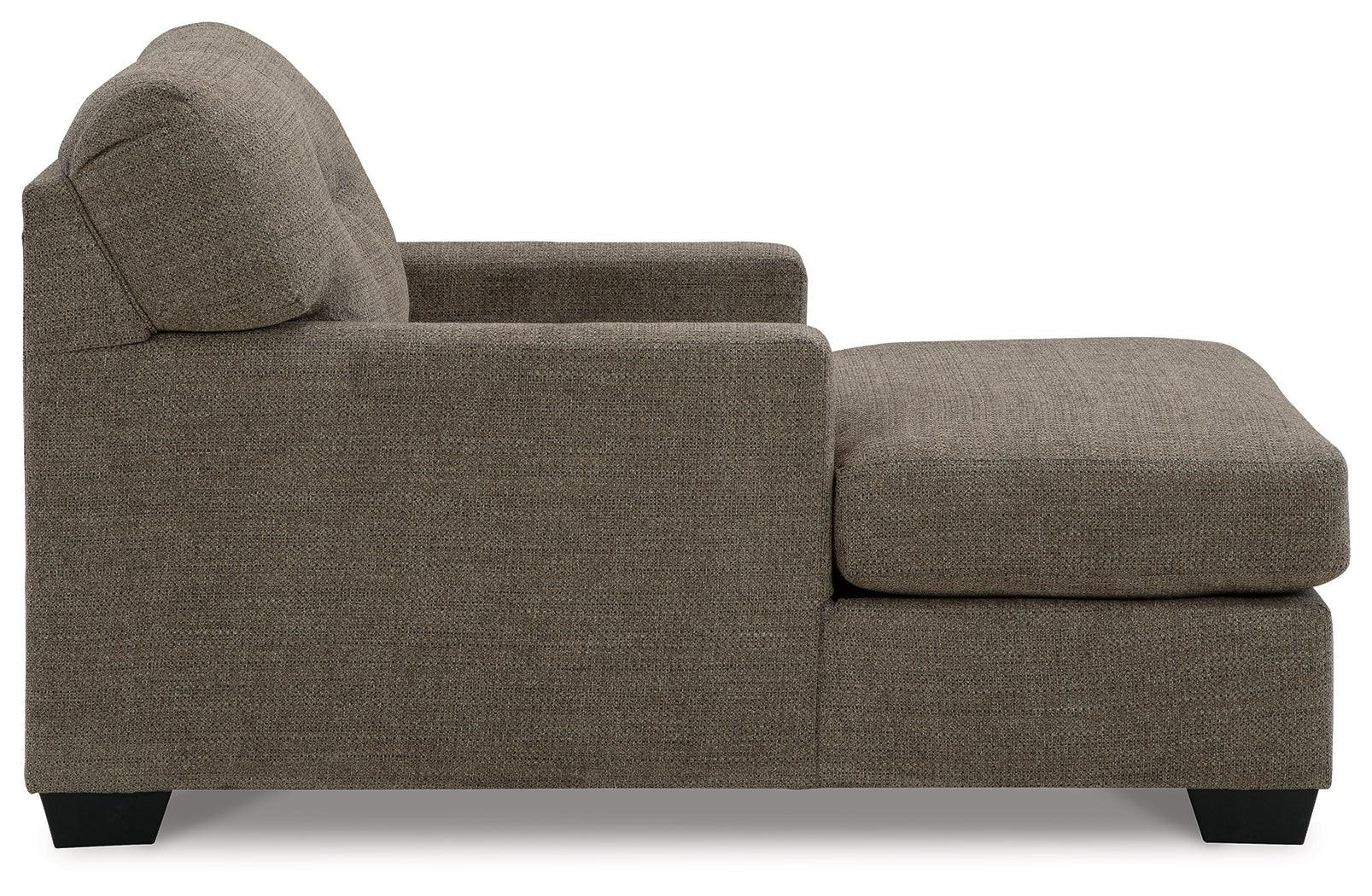 Mahoney Chocolate Chenille Chaise - Ella Furniture