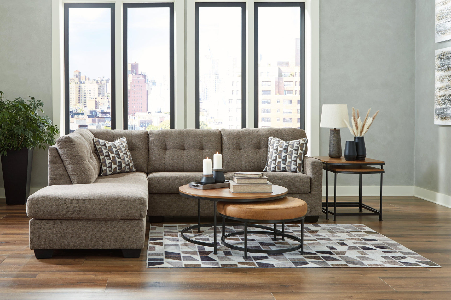 Mahoney Chocolate 2-Piece Sectional With Chaise 31005S1 - Ella Furniture