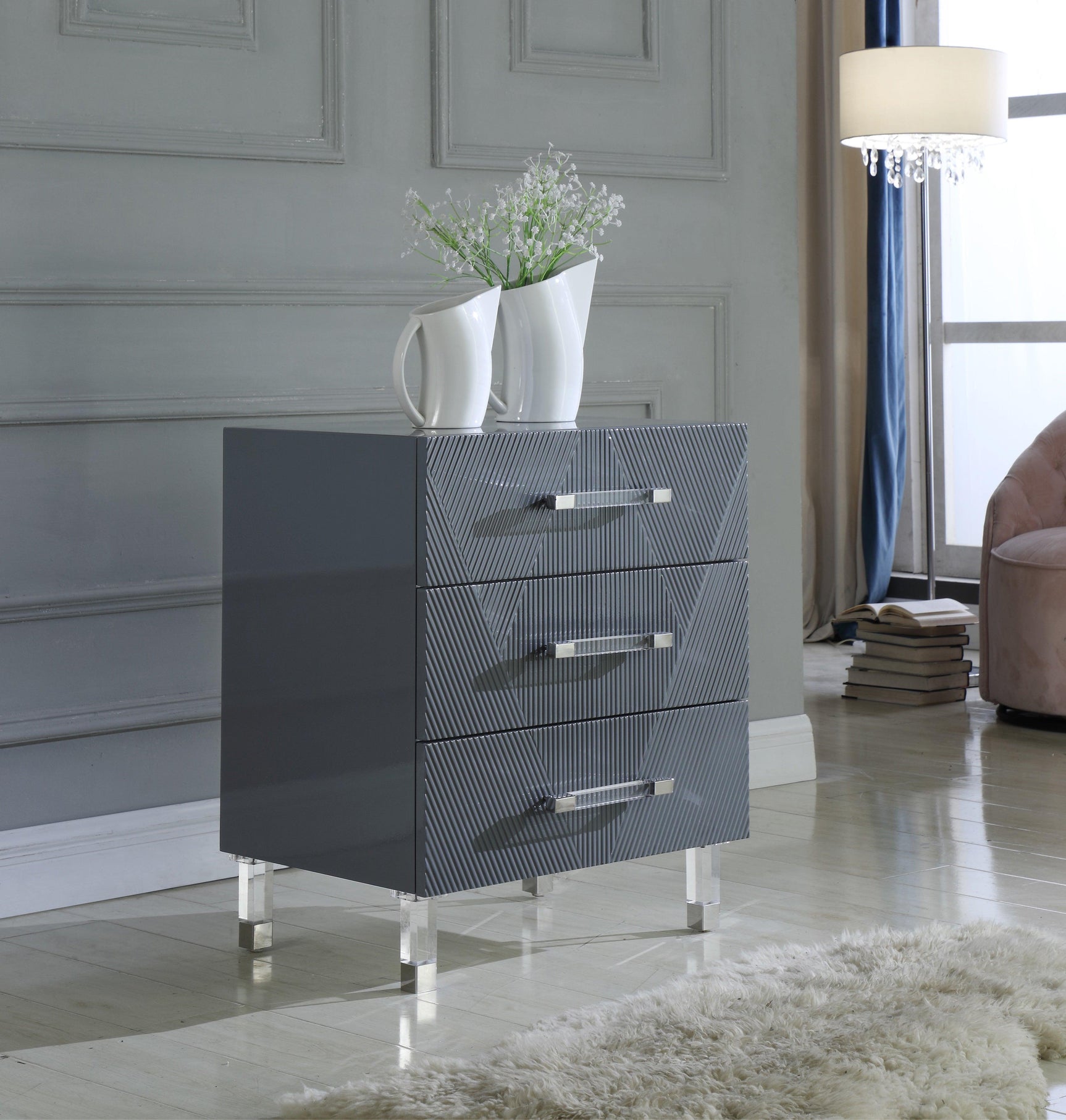 Anastasia Grey Side Table - Ella Furniture