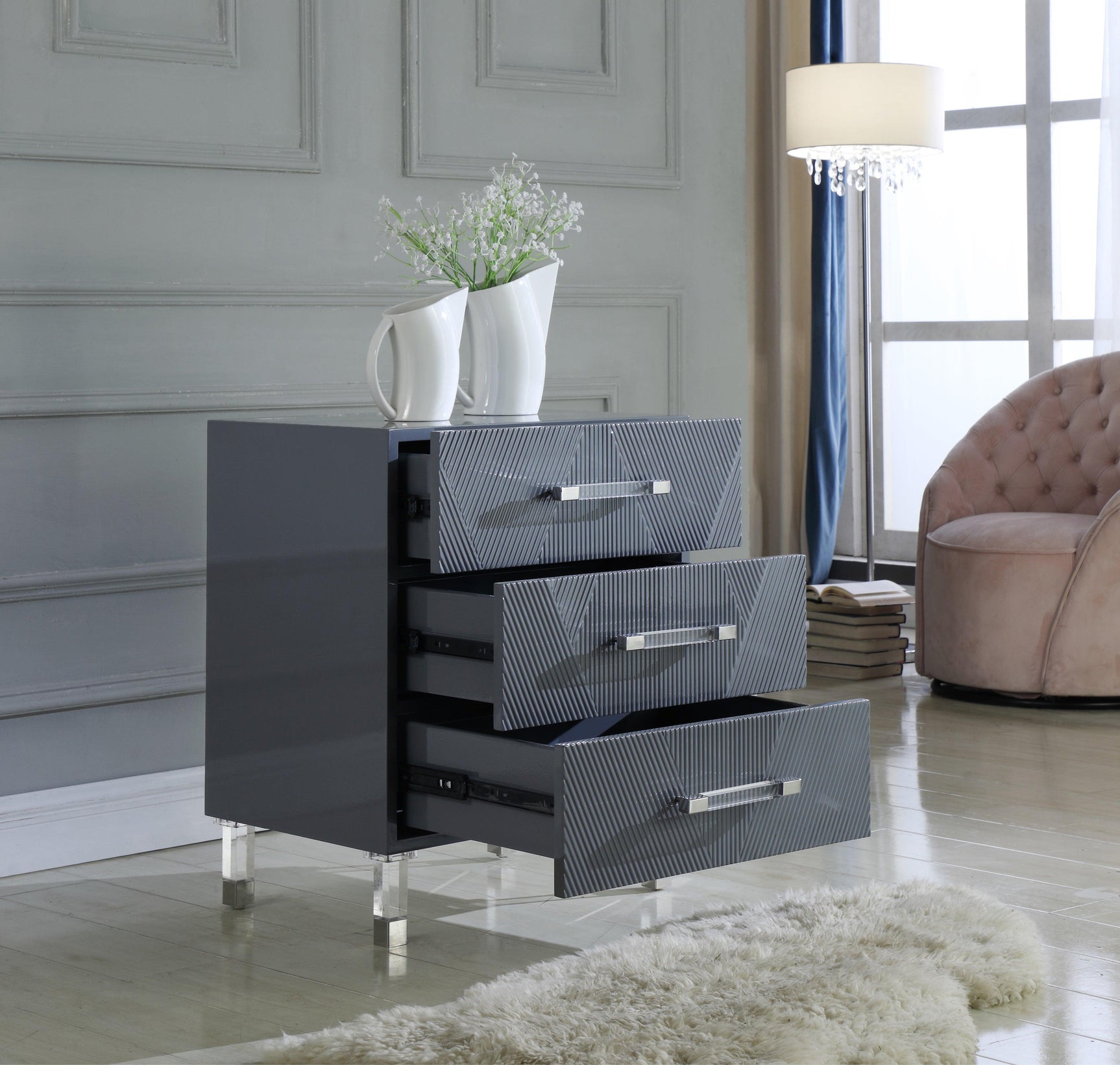 Anastasia Grey Side Table - Ella Furniture