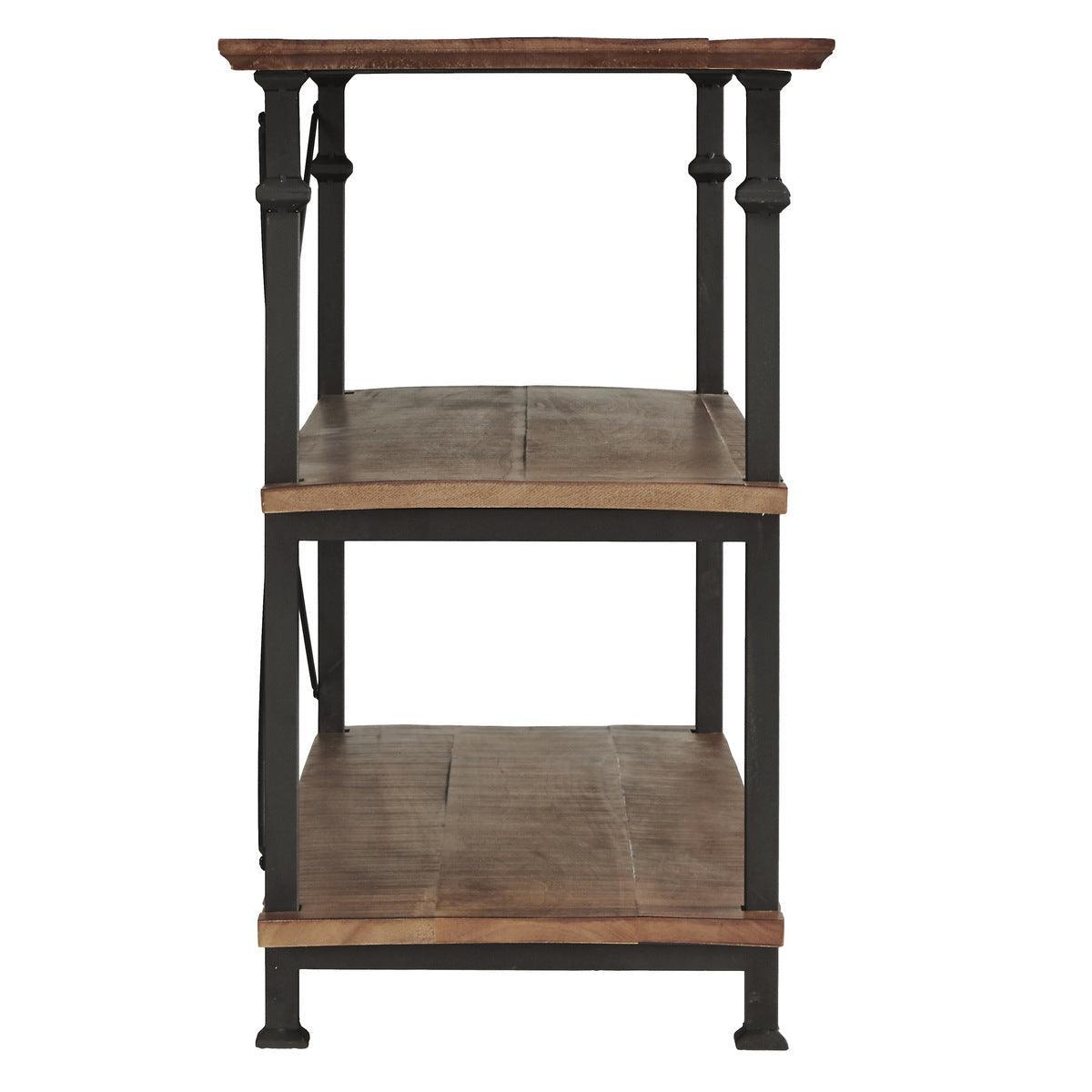 Factory Burnished Rustic Modern Solid Wood And Metal Sofa Table/TV Stand - Ella Furniture