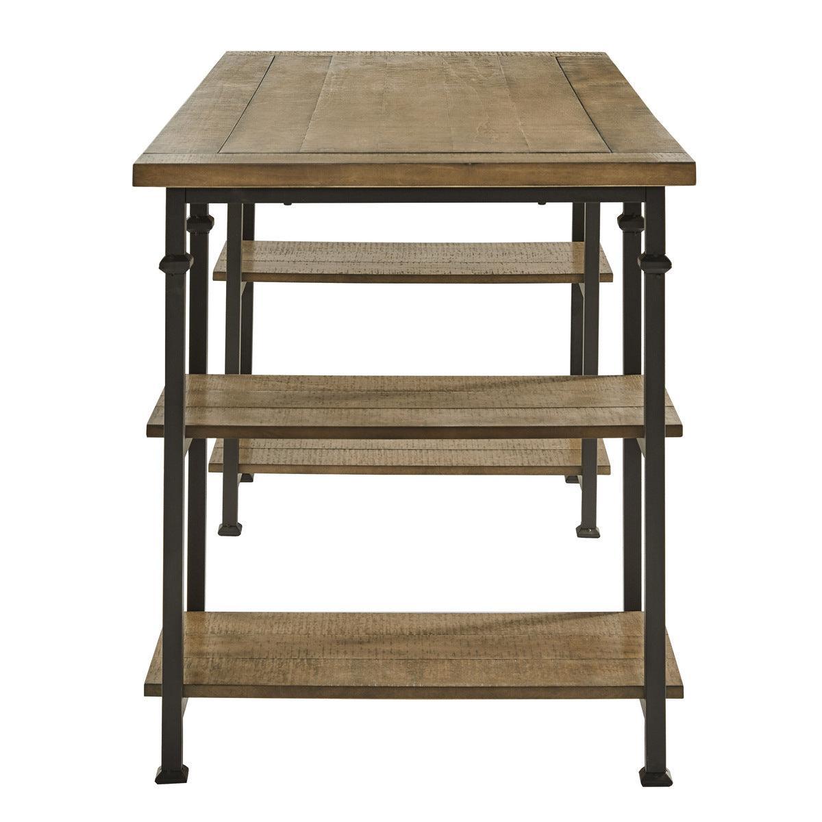 Factory Rustic Poplar Finish And Rustic Black Metal Finish Solid Wood And Metal Writing Desk - Ella Furniture