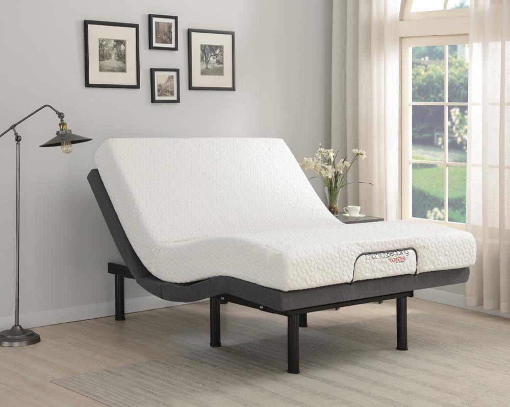 Negan Eastern King Adjustable Bed Base Grey And Black - Ella Furniture