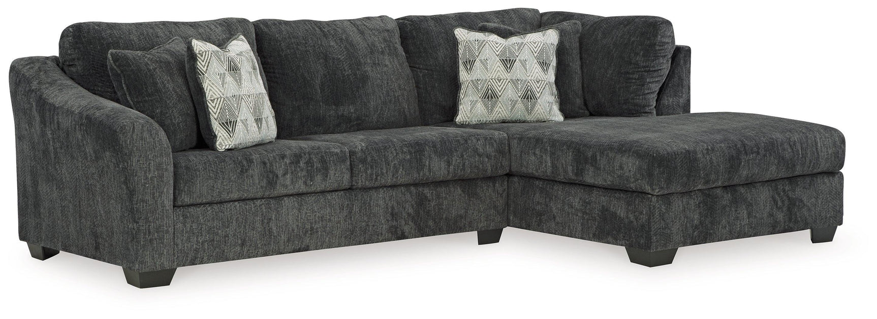 Biddeford Ebony 2-Piece Sleeper Sectional With Chaise - Ella Furniture