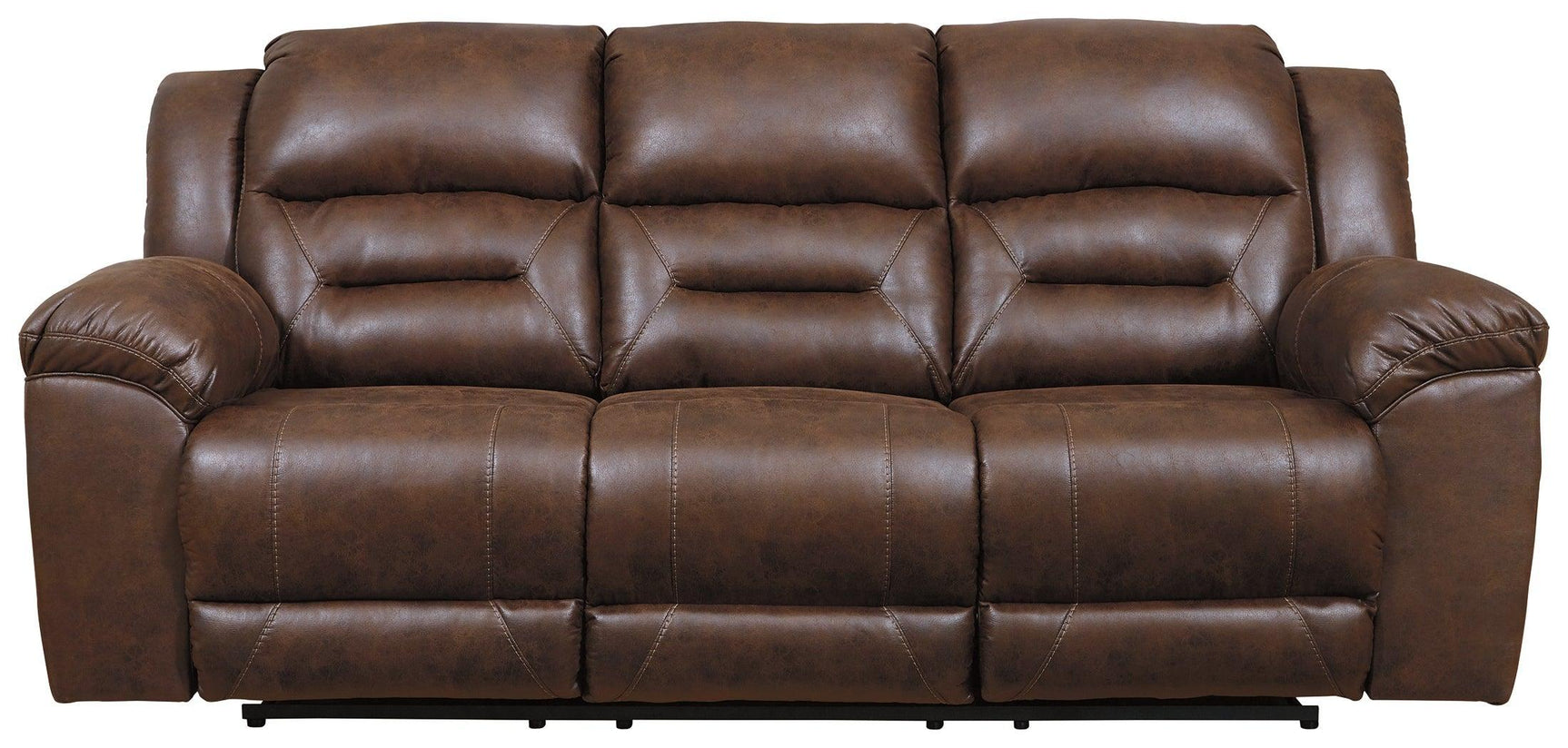 Stoneland Chocolate Faux Leather Power Reclining Sofa - Ella Furniture