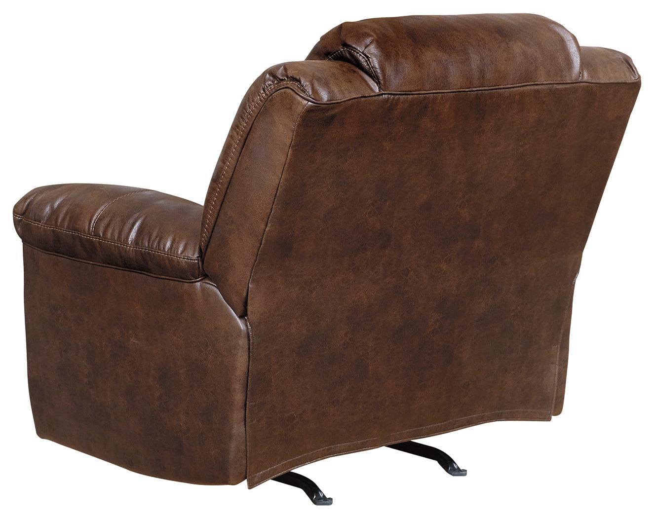 Stoneland Chocolate Faux Leather Power Recliner - Ella Furniture