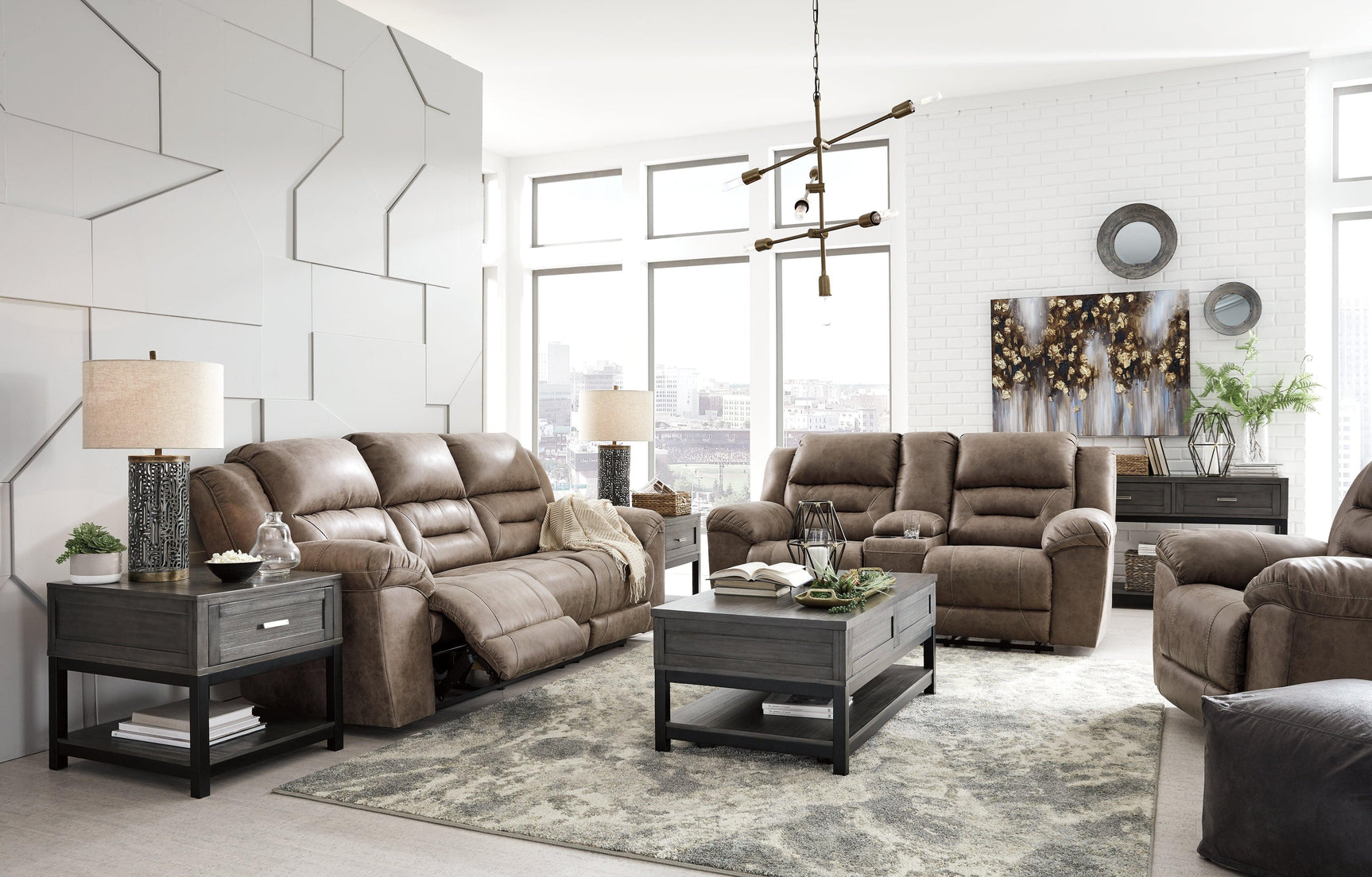Stoneland Fossil Faux Leather Power Reclining Sofa - Ella Furniture