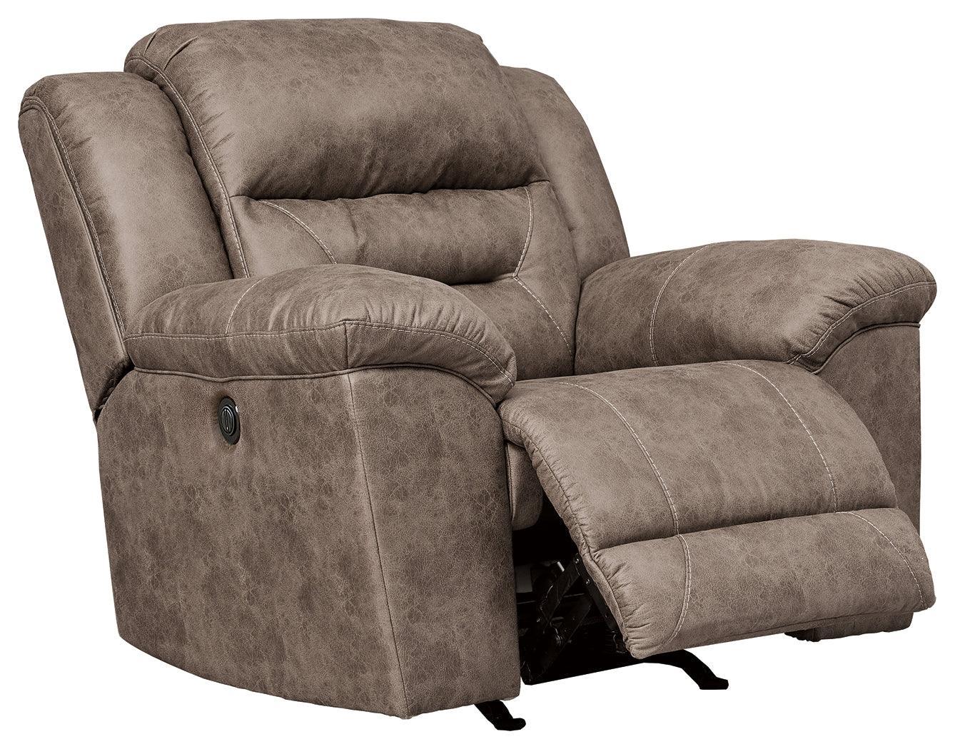 Stoneland Fossil Faux Leather Power Recliner - Ella Furniture