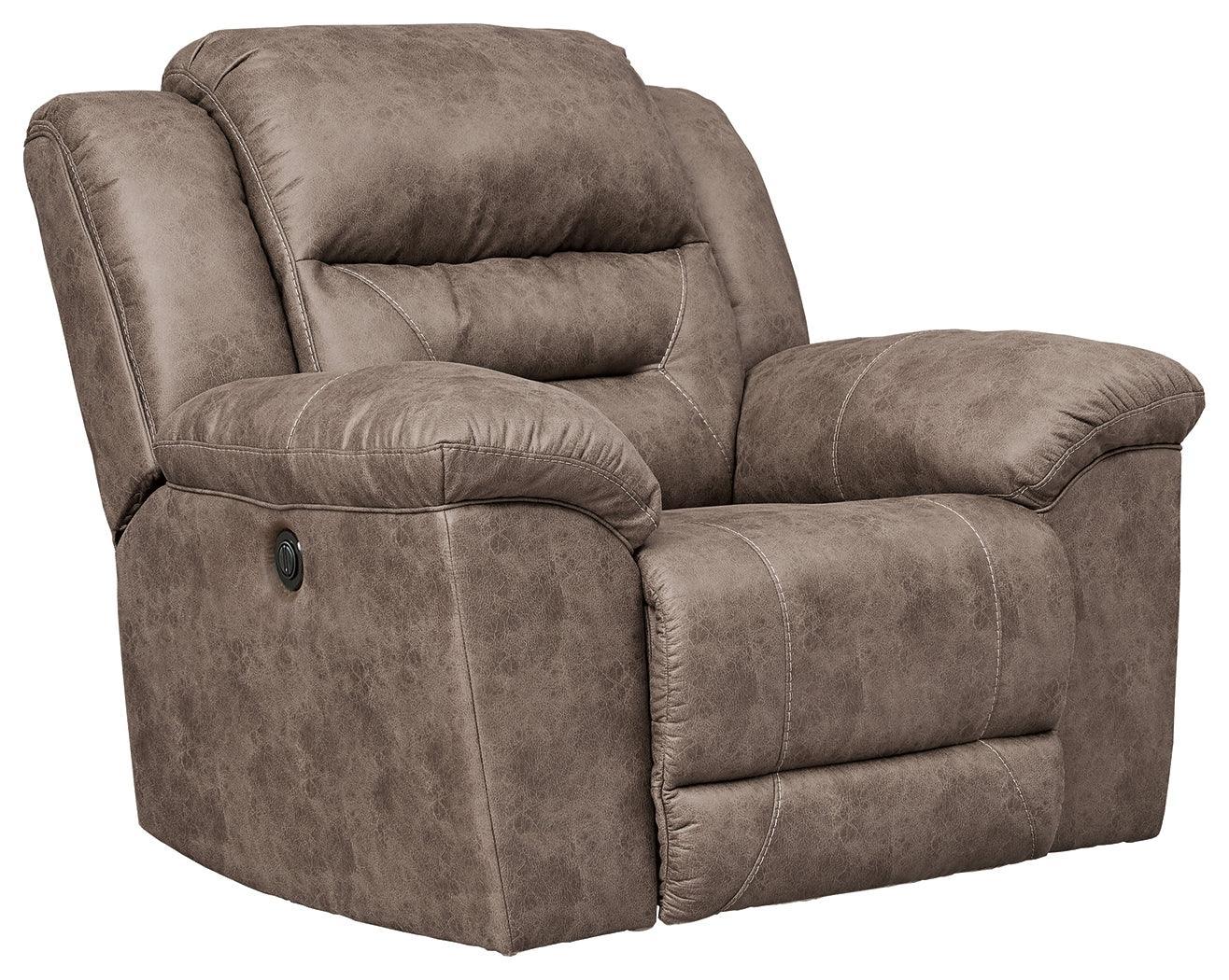 Stoneland Fossil Faux Leather Power Recliner - Ella Furniture
