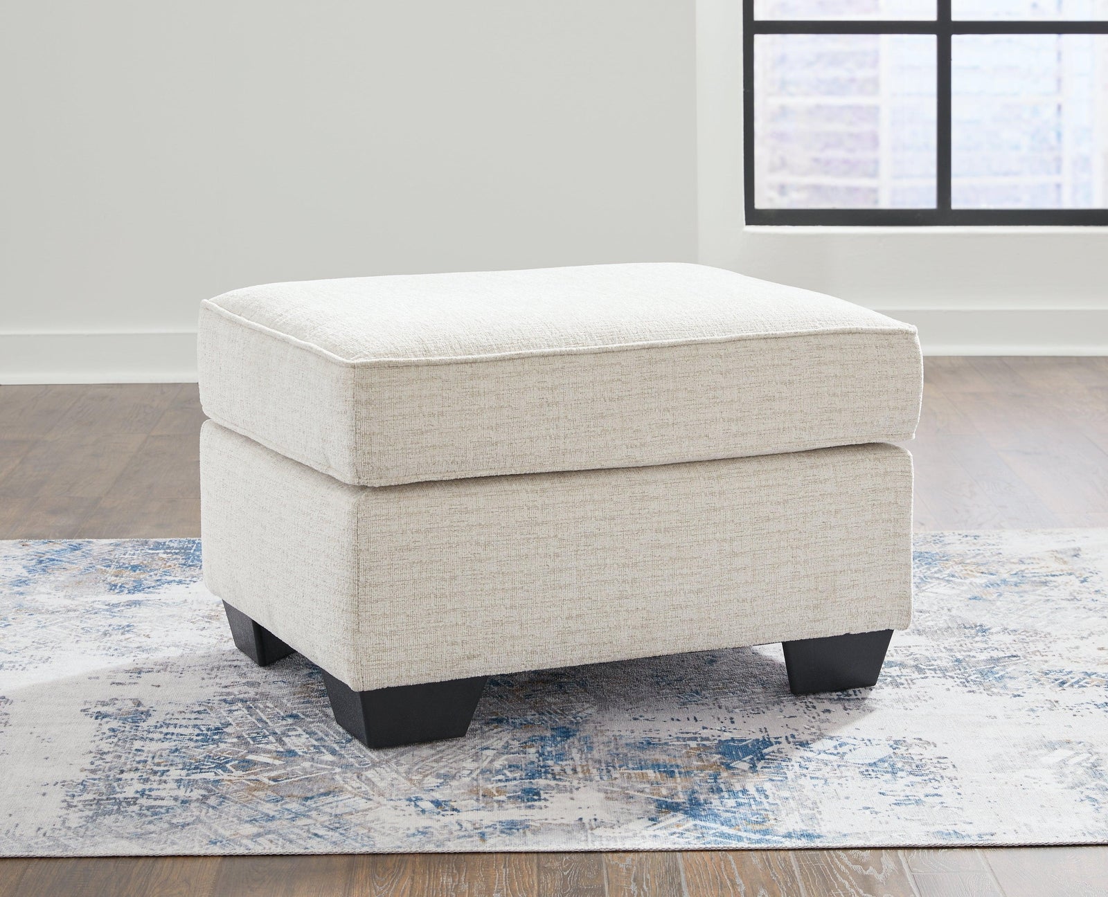 Cashton Snow Chenille Ottoman - Ella Furniture