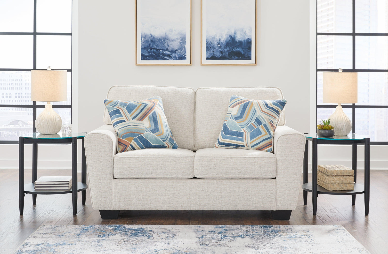 Cashton Snow Chenille Loveseat - Ella Furniture