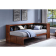 Rowe Dark Cherry Transitional Pine Veneer, Wood And Engineered Wood Twin Bookcase Corner Bed - Ella Furniture