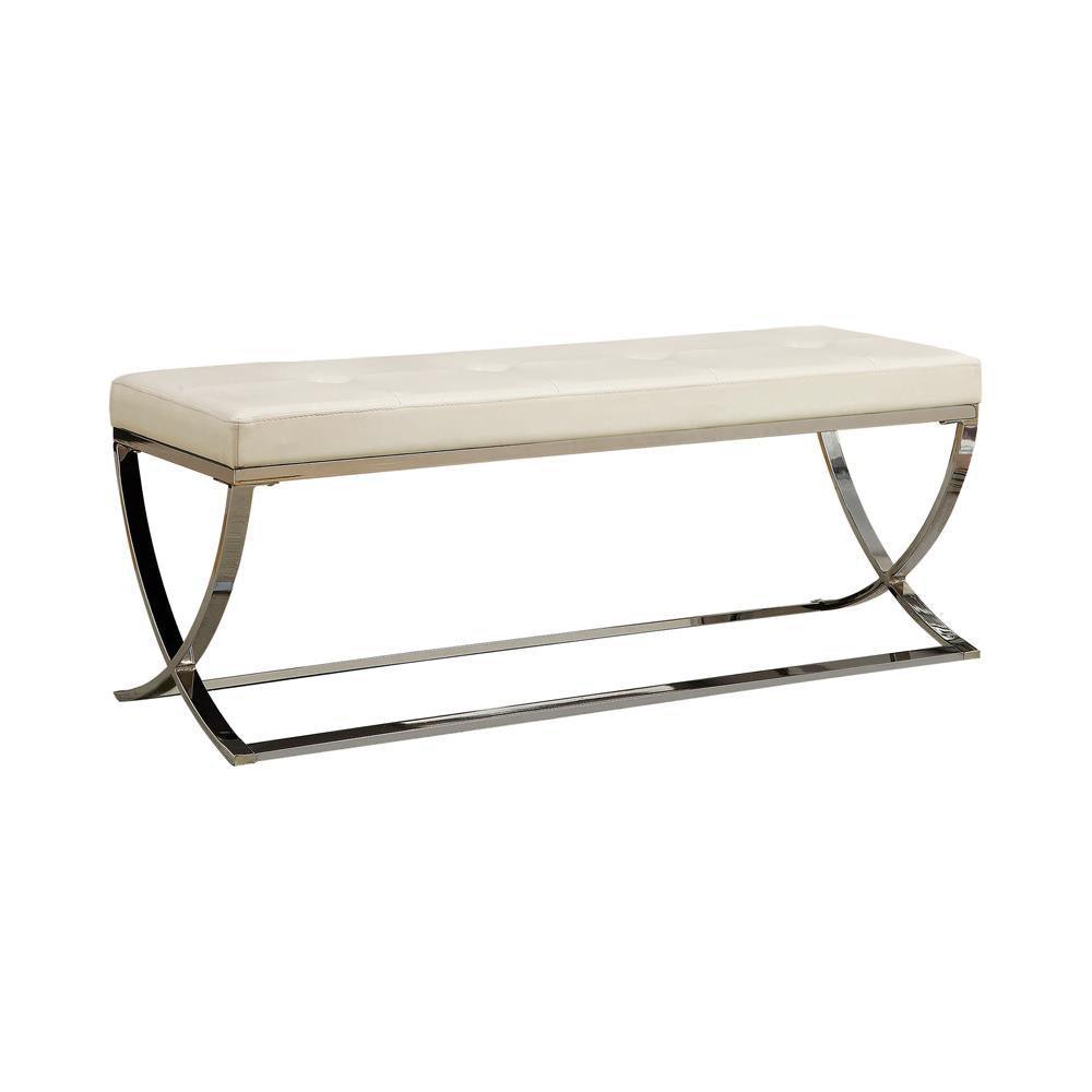 Walton Bench With Metal Base White And Chrome - Ella Furniture