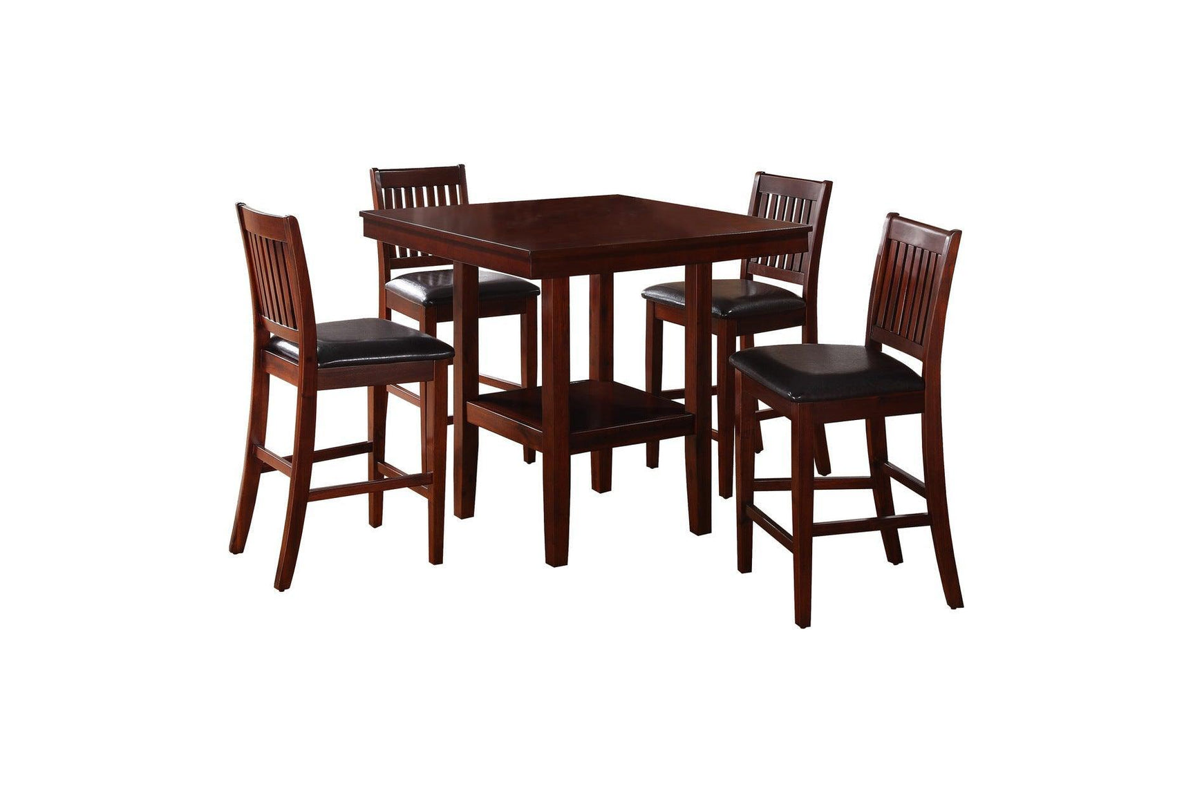 Galena Brown Modern Transitional Solid Wood Faux Leather Seat Square Dining Room Set - Ella Furniture