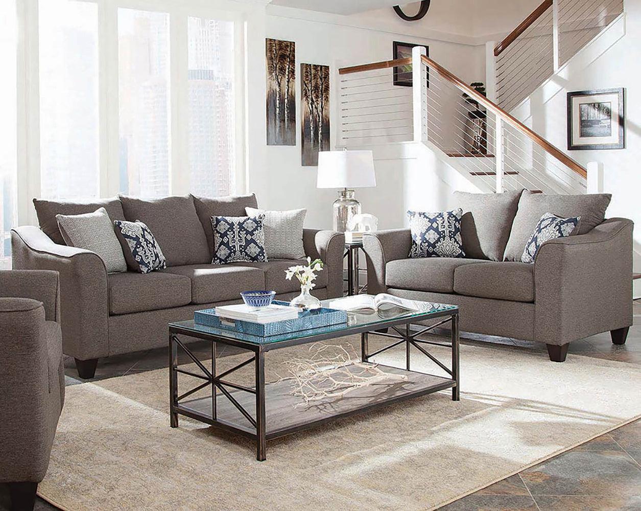Salizar Flared Arm Loveseat Grey - Ella Furniture