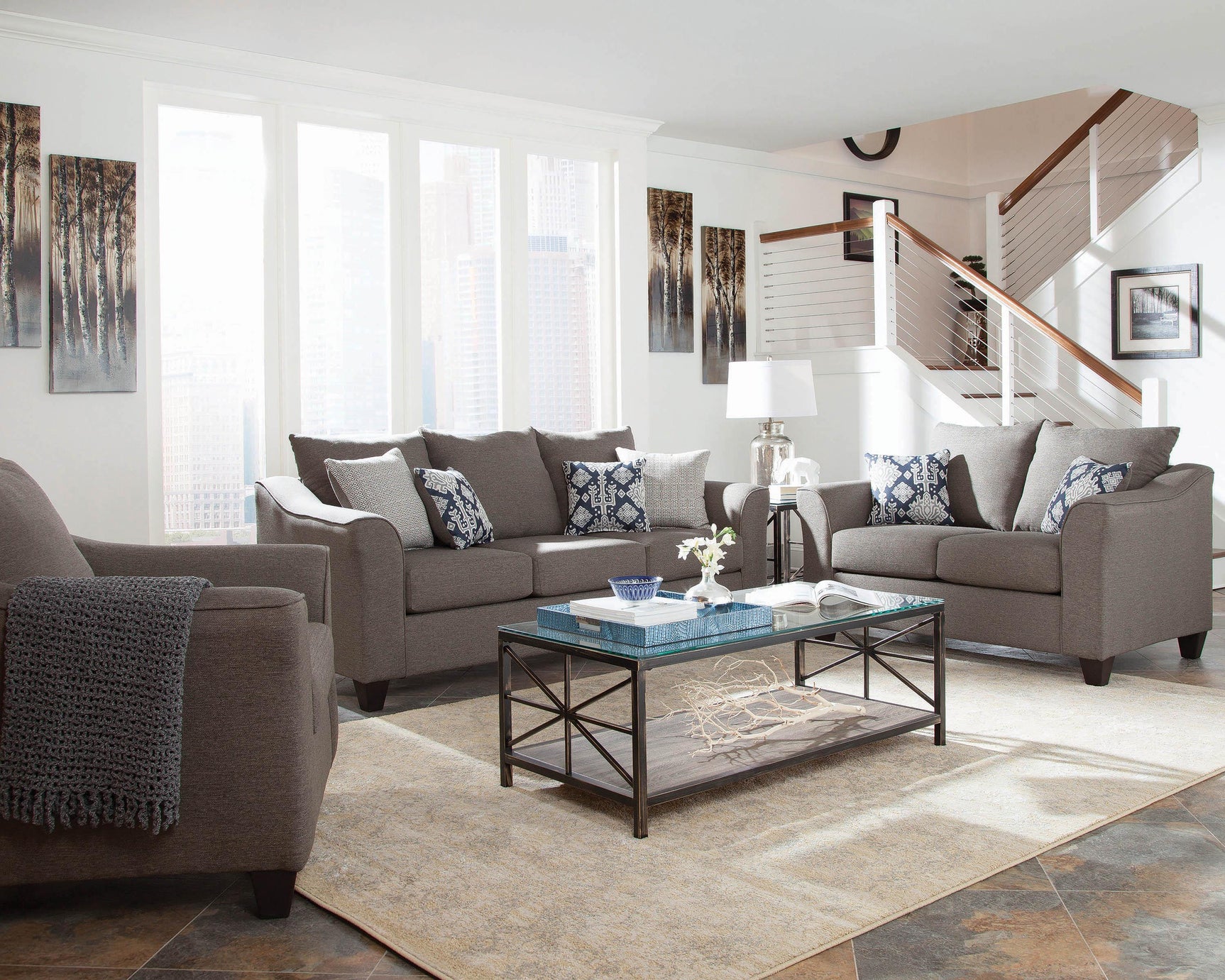 Salizar Flared Arm Chair Grey - Ella Furniture