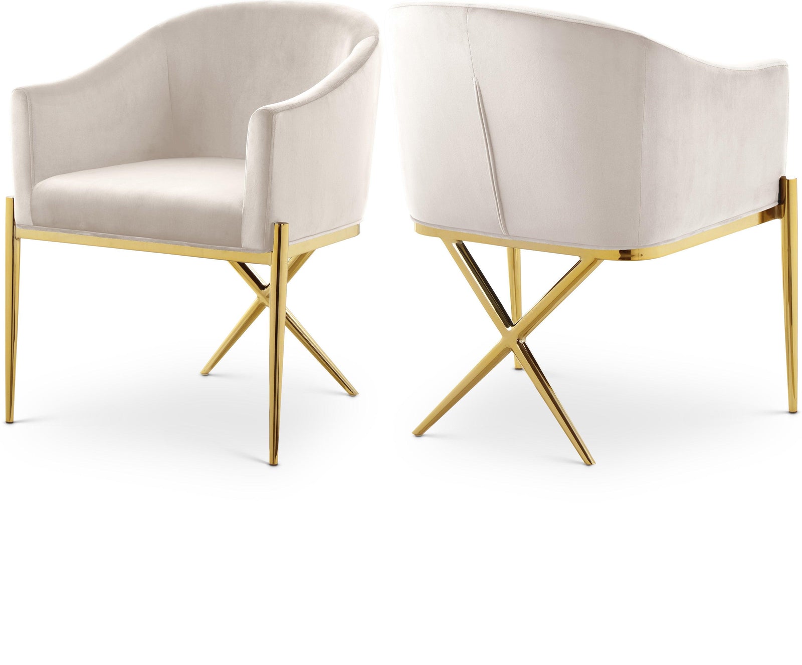 Xavier Cream Velvet Dining Chair - Ella Furniture