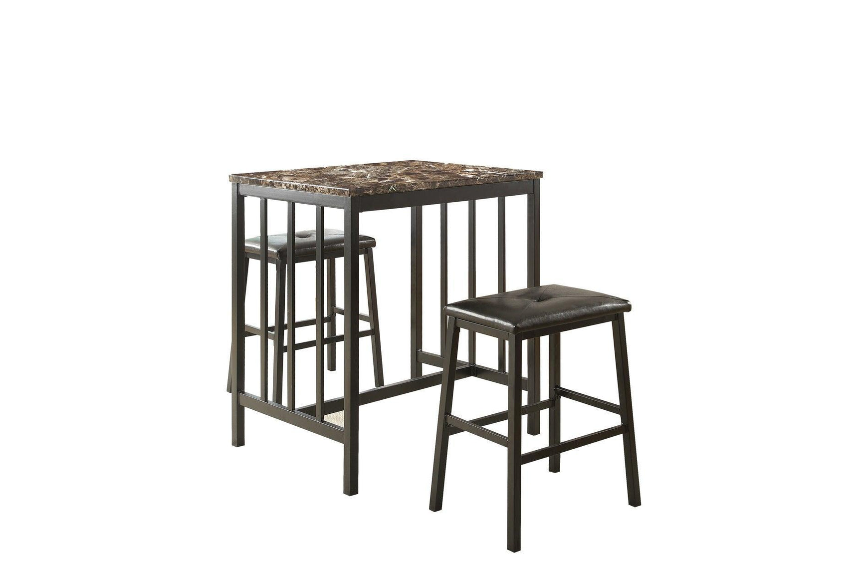 Edgar Black Modern Industrial Faux Leather Seat And Faux Marble Top Rectangular Dining Room Set - Ella Furniture