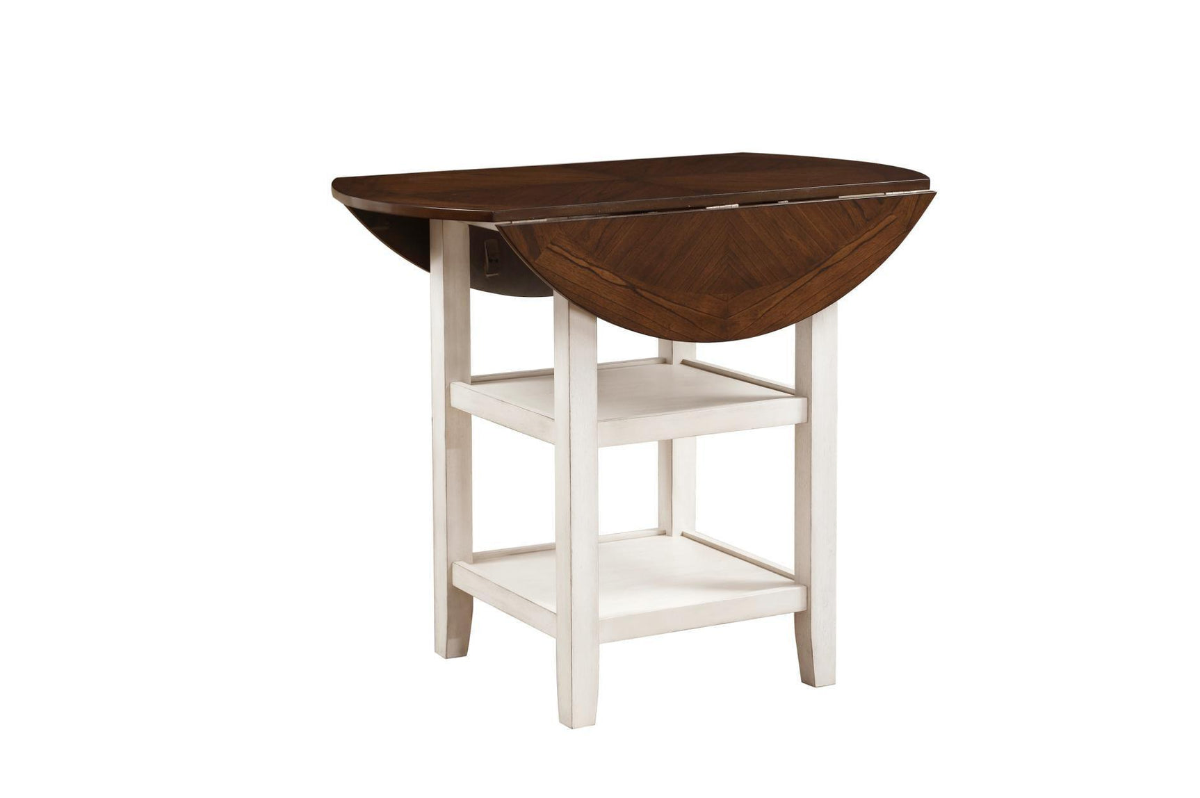 Kiwi Brown White Faux Leather Upholstered Seat Circle Counter Height Dining Room Set - Ella Furniture